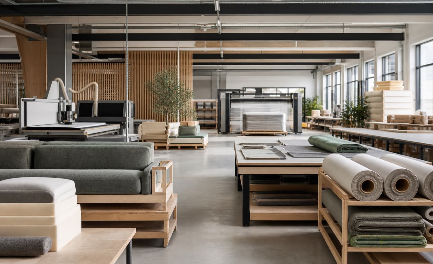 Modern sofa production floor
